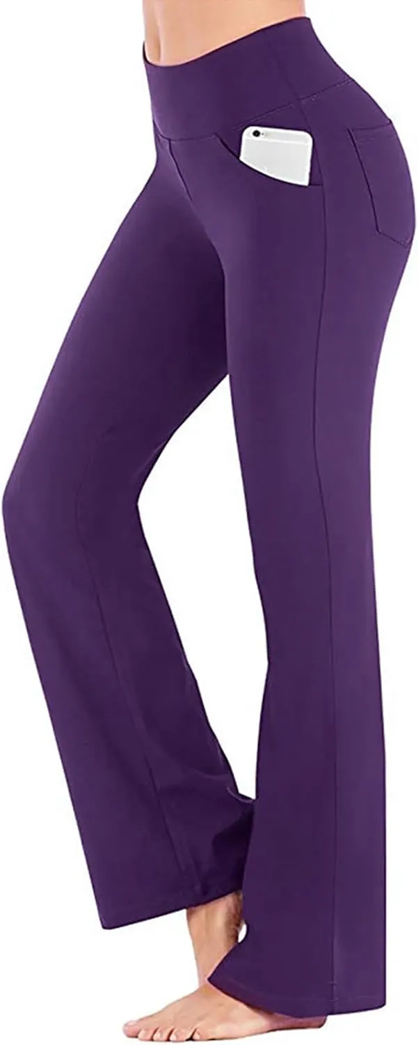 Women's Flare Yoga Pants 2024 Tummy Waisted Yoga Pants Control Pants Workout Leggings for Women Fleece Lined