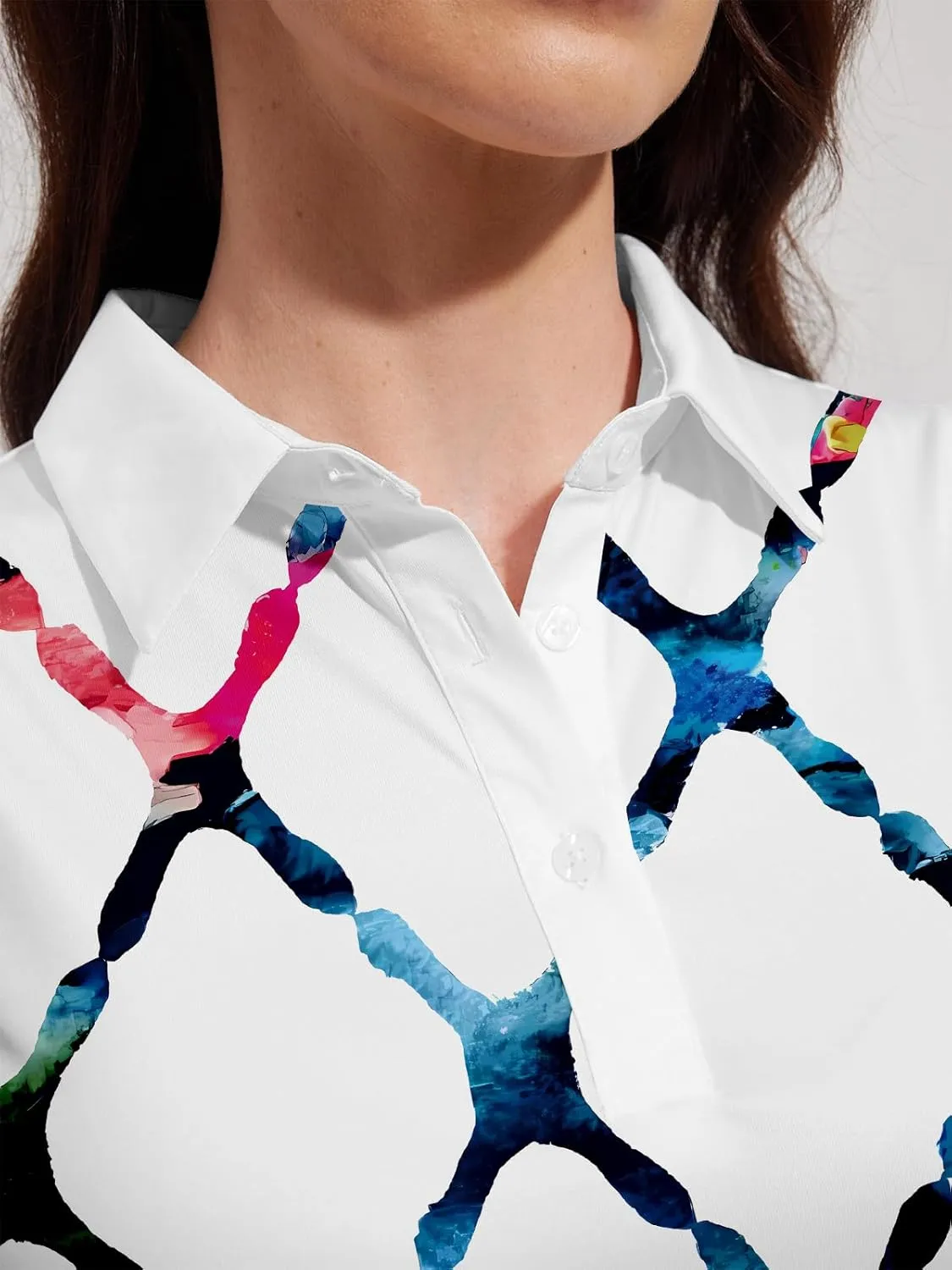 Women's Golf Shirts Sleeveless Collared Shirt for Women Quick Dry Button Up Tennis T-Shirt Printed Workout Tank Tops