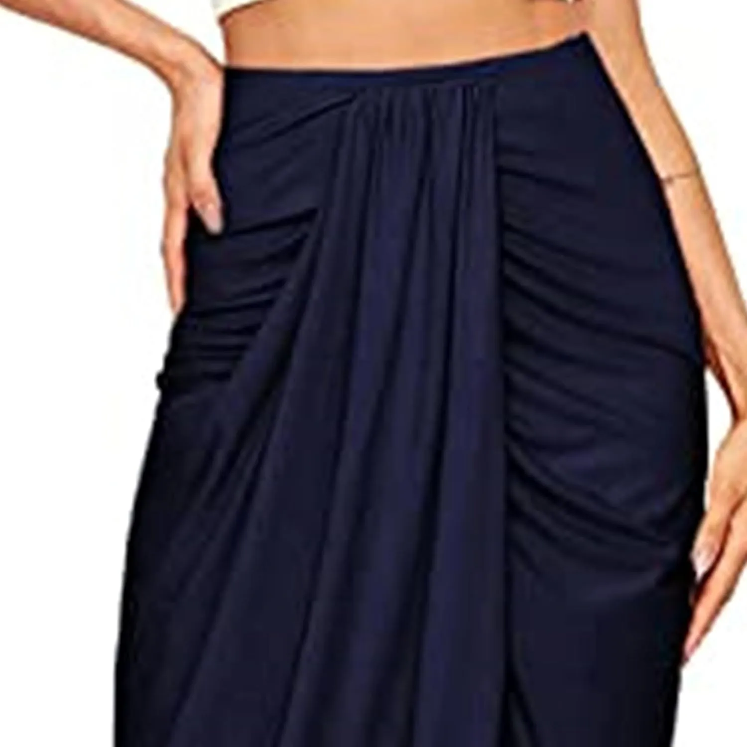 Women's High Low Wrap Maxi Skirts Sexy Side Split High Waist Midi Skirt Twist Front Asymmetrical Cover Up Skirts