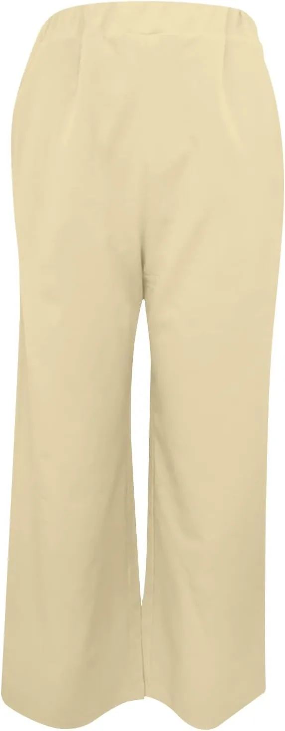 Womens High Waist Wide Leg Pants Casual Summer Elastic Waist Loose Comfy Flowy Lounge Pant Trouser with Pockets