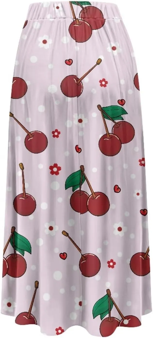 Women's High Waiste Skirt Long Maxi Swing Skirt Vacation Novelty Semi Formal Fit Skirt with Double Pockets