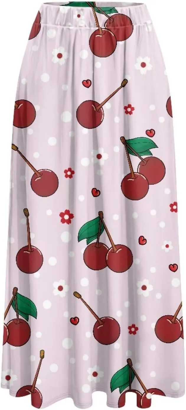 Women's High Waiste Skirt Long Maxi Swing Skirt Vacation Novelty Semi Formal Fit Skirt with Double Pockets