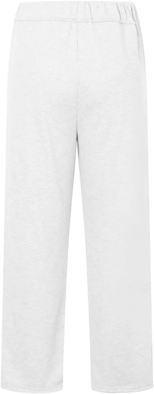 Women's High Waisted Sweatpants Drawstring Baggy Elastic Waist Straight Wide Leg Track Pants Stretchy Loose Trousers