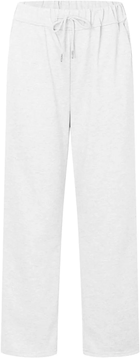 Women's High Waisted Sweatpants Drawstring Baggy Elastic Waist Straight Wide Leg Track Pants Stretchy Loose Trousers