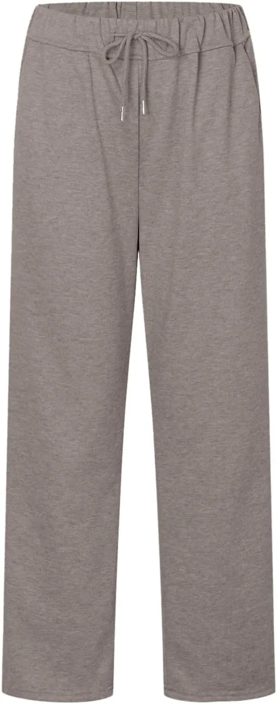 Women's High Waisted Sweatpants Drawstring Baggy Elastic Waist Straight Wide Leg Track Pants Stretchy Loose Trousers