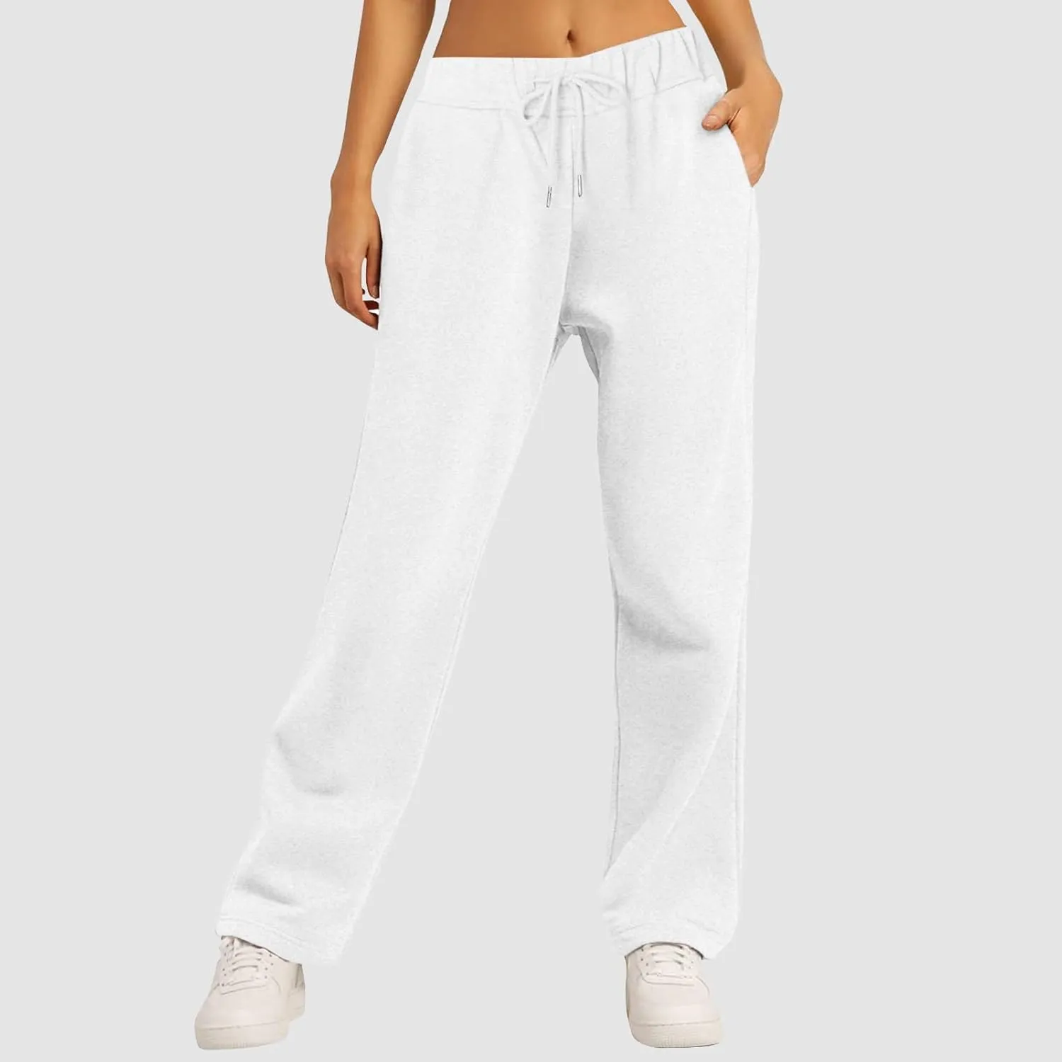 Women's High Waisted Sweatpants Drawstring Baggy Elastic Waist Straight Wide Leg Track Pants Stretchy Loose Trousers