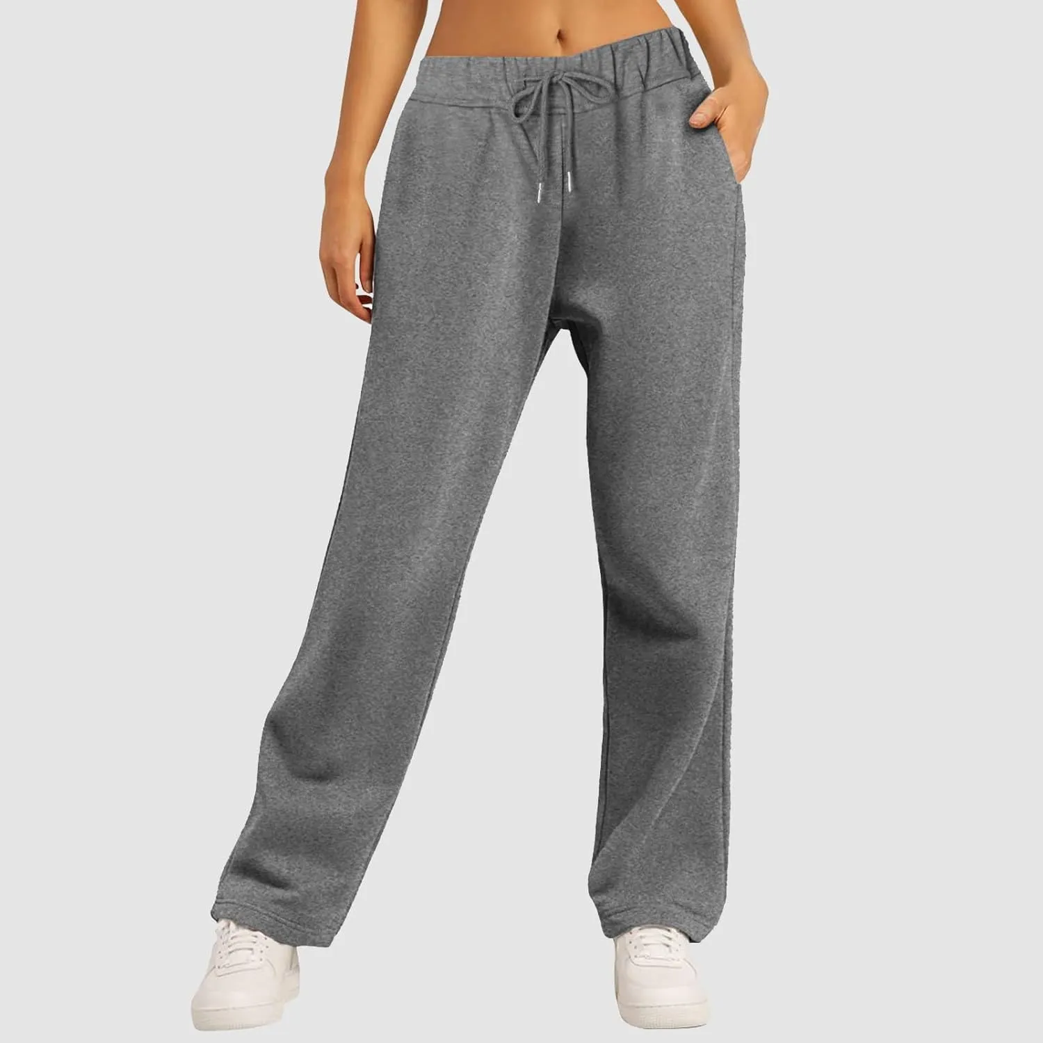 Women's High Waisted Sweatpants Drawstring Baggy Elastic Waist Straight Wide Leg Track Pants Stretchy Loose Trousers