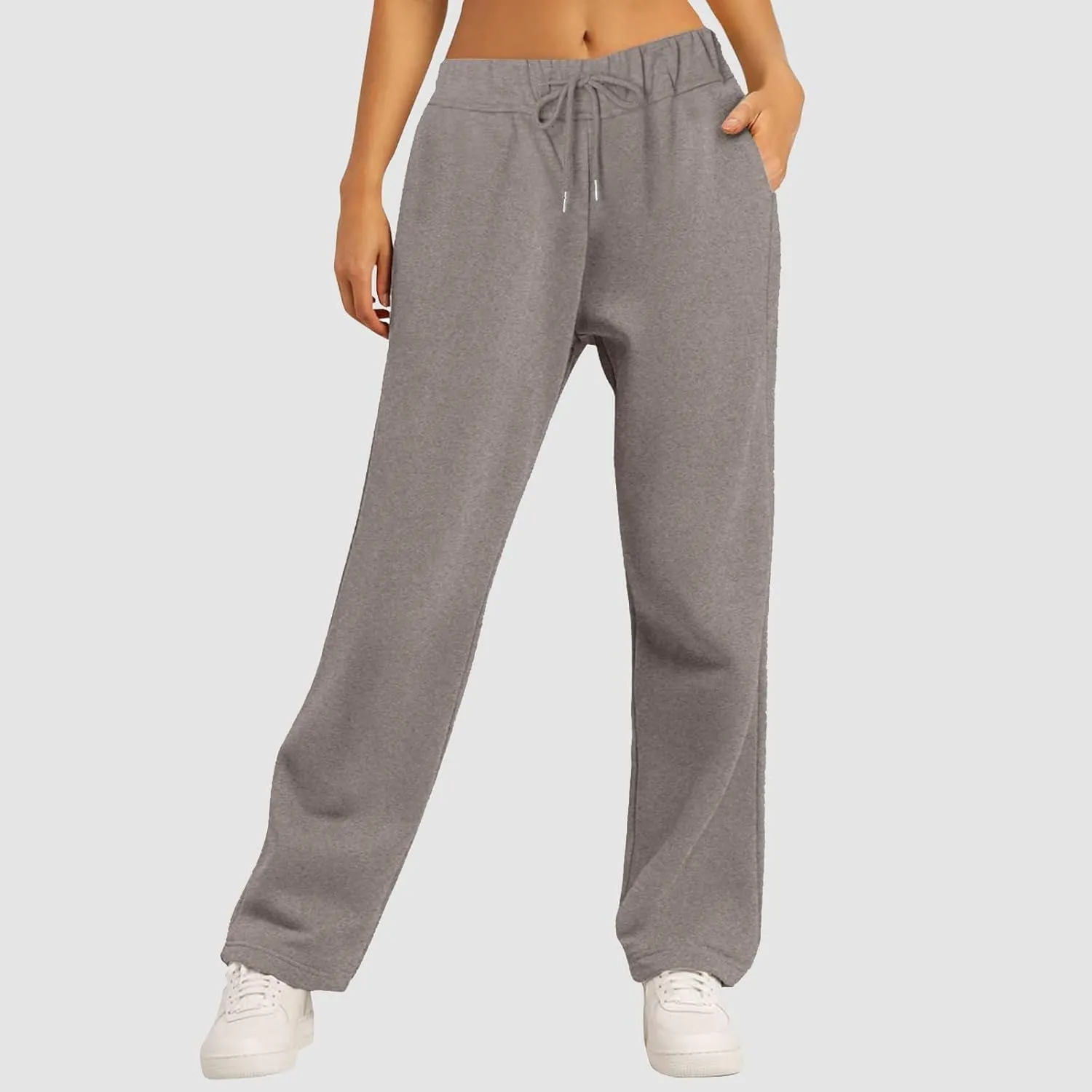 Women's High Waisted Sweatpants Drawstring Baggy Elastic Waist Straight Wide Leg Track Pants Stretchy Loose Trousers