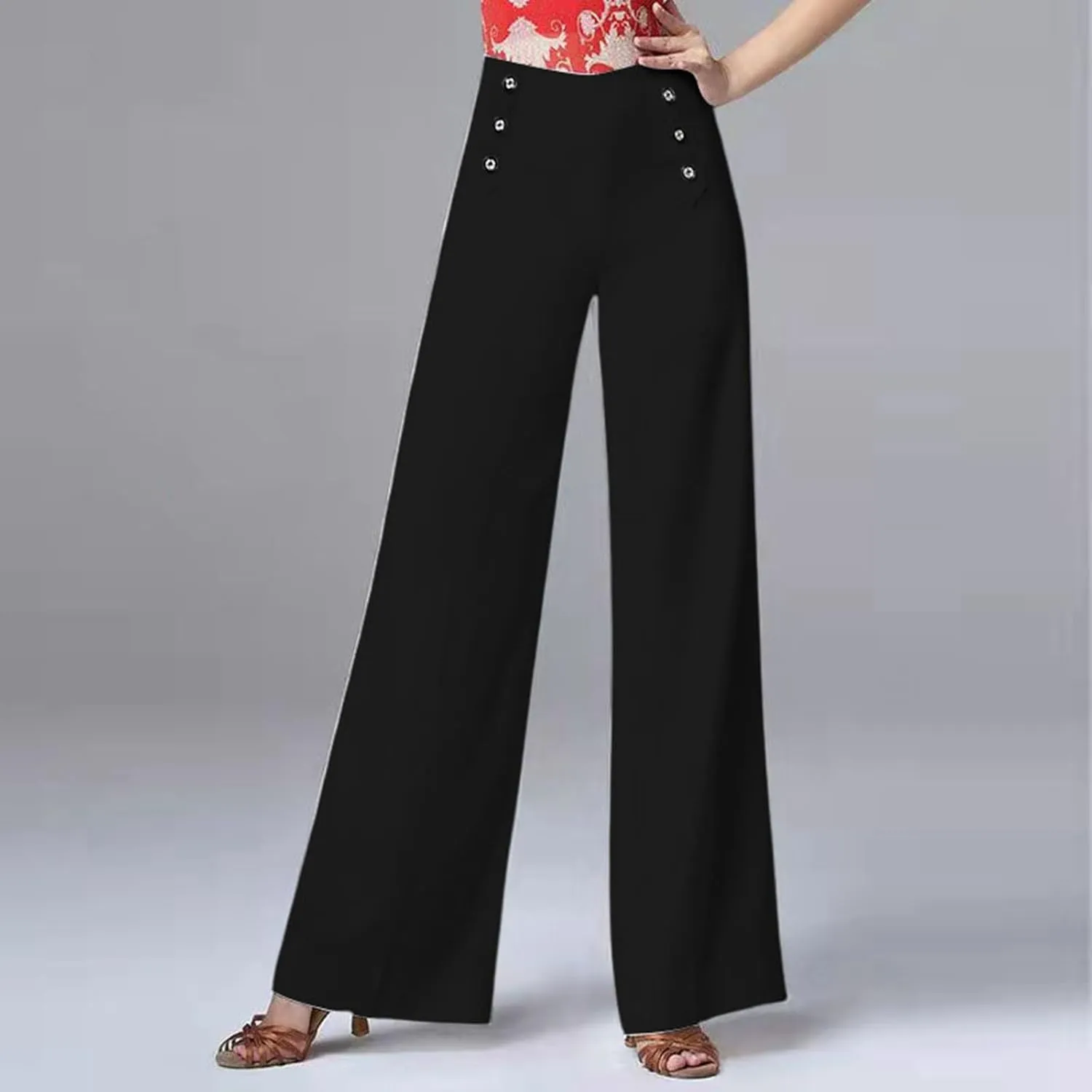 Womens Linen Blend Summer Tie Knot Pant Trousers High Waist Wide Leg Slim-Fit Trousers Beach