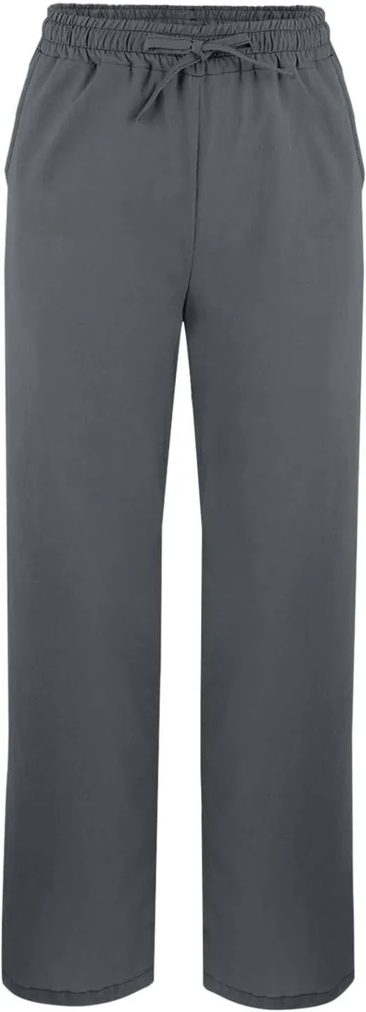 Womens Linen Pants 2025 Summer Elastic High Waist Split Hem Work Pants Casual Loose Drawstring Beach Trousers