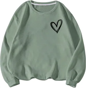 Women's Oversized Graphic Sweatshirt Drop Shoulder Long Sleeve Crewneck Pullover Tops