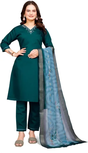 Women's Roman Silk I Kurti Pant Set With Dupatta I Traditional Ethnic Dress