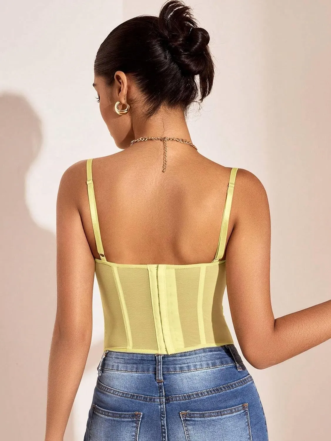 Women's Shirts Solid Color Lace Splice Mesh Camisole Top Fashion Camis Tank Tops