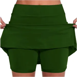 Womens Skorts with Pockets Tummy Control Plus Size Skorts High Waist Athletic Sports Pants Skirt Casual Shorts