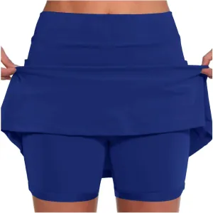 Womens Skorts with Pockets Tummy Control Plus Size Skorts High Waist Athletic Sports Pants Skirt Casual Shorts