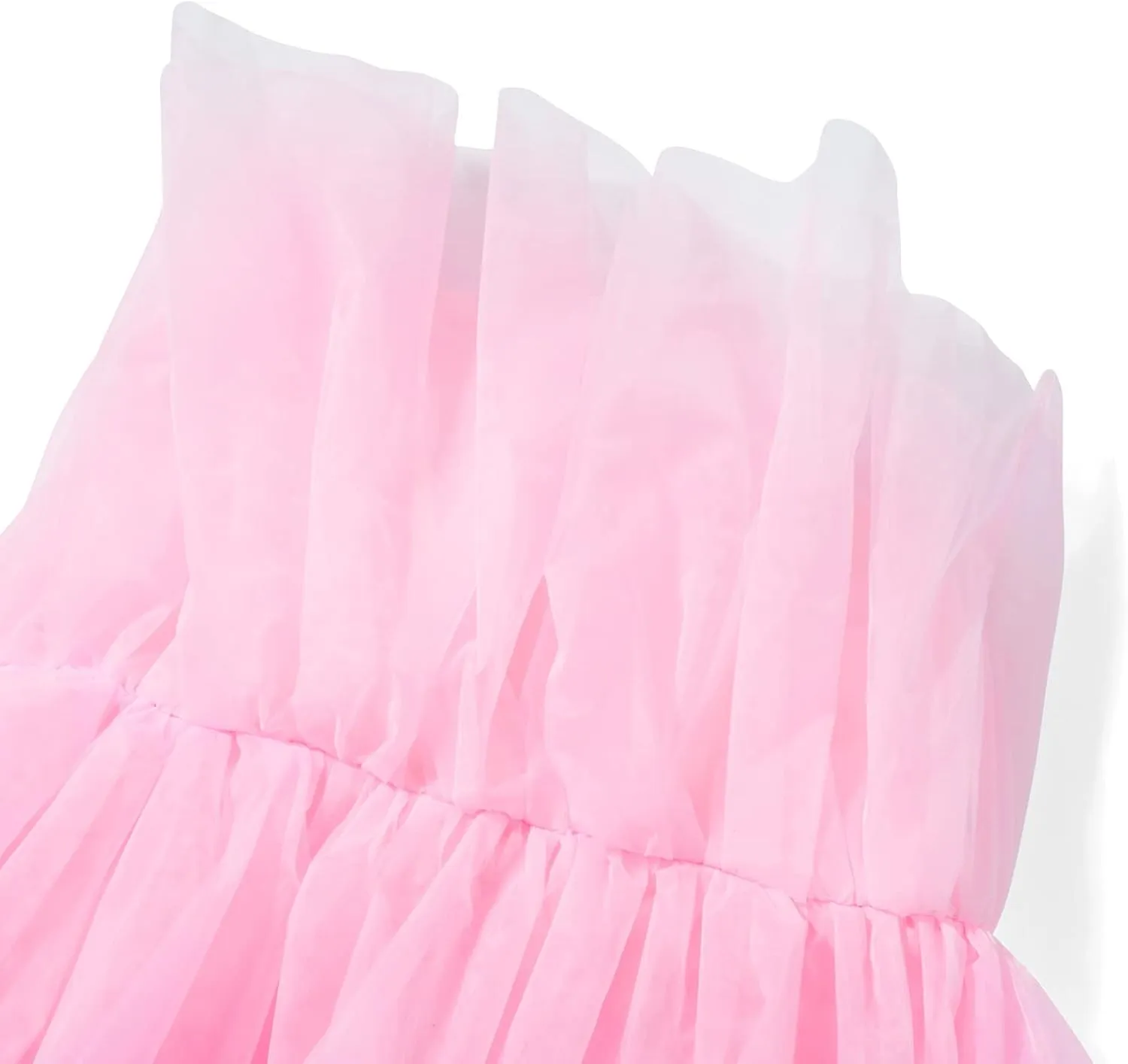 Women's Solid Color Mesh Skirt Tied-Up Irregular Tulle Skirt Layered Maxi Dress Ruffle Tulle Long Tiered A-line Skirt