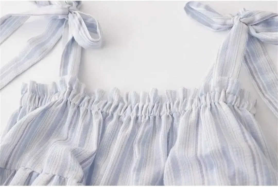 Women's Style Retro Bow Tie Striped Camisole Loose High Style Tops