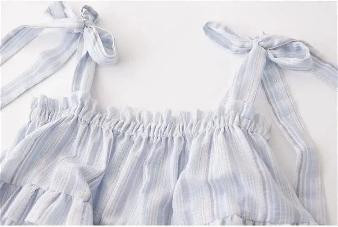 Women's Style Retro Bow Tie Striped Camisole Loose High Style Tops
