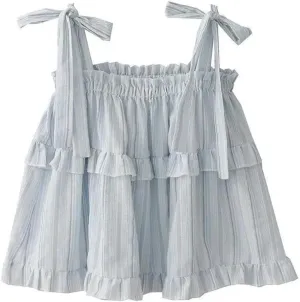 Women's Style Retro Bow Tie Striped Camisole Loose High Style Tops