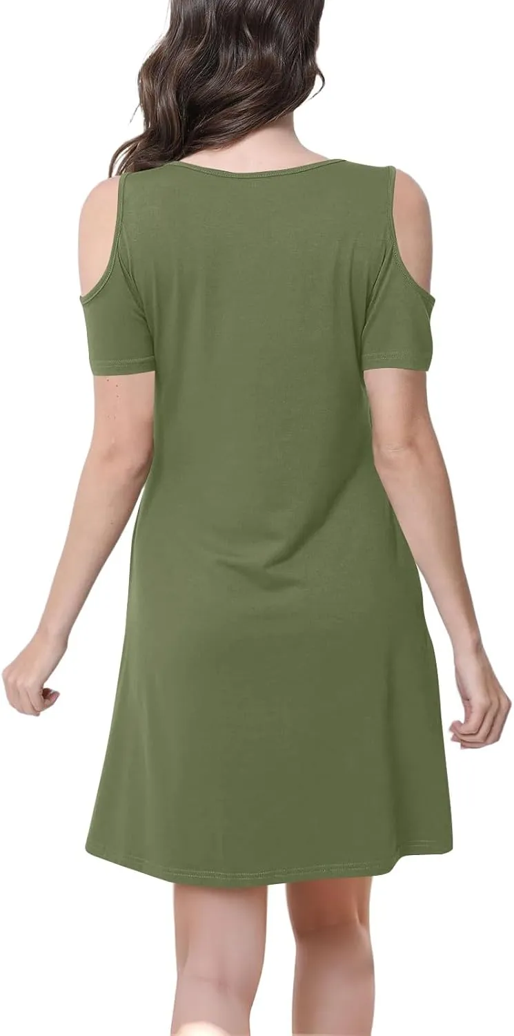 Women's Summer Boho Short Sleeve T-Shirt Mini Dress 2025 Tropical Beach Vacation Sundress Casual Flowy Dresses