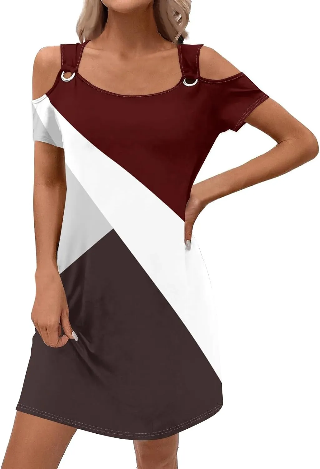 Women's Summer Boho Short Sleeve T-Shirt Mini Dress 2025 Tropical Beach Vacation Sundress Casual Flowy Dresses