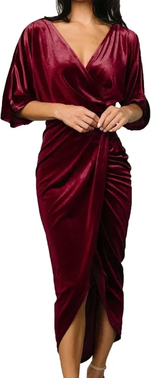 Women's V Neck Sexy Irregular Skirt Evening Dress Gold Velvet Dress Casual Skirts for Women 2024