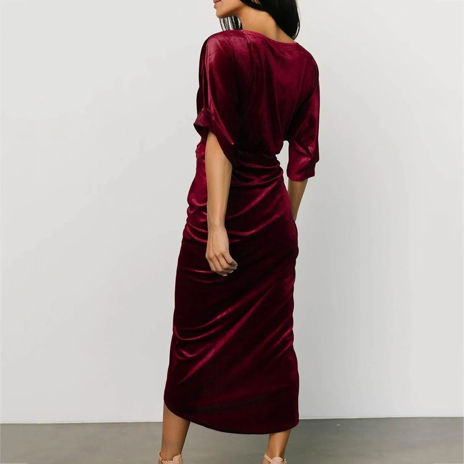 Women's V Neck Sexy Irregular Skirt Evening Dress Gold Velvet Dress Casual Skirts for Women 2024