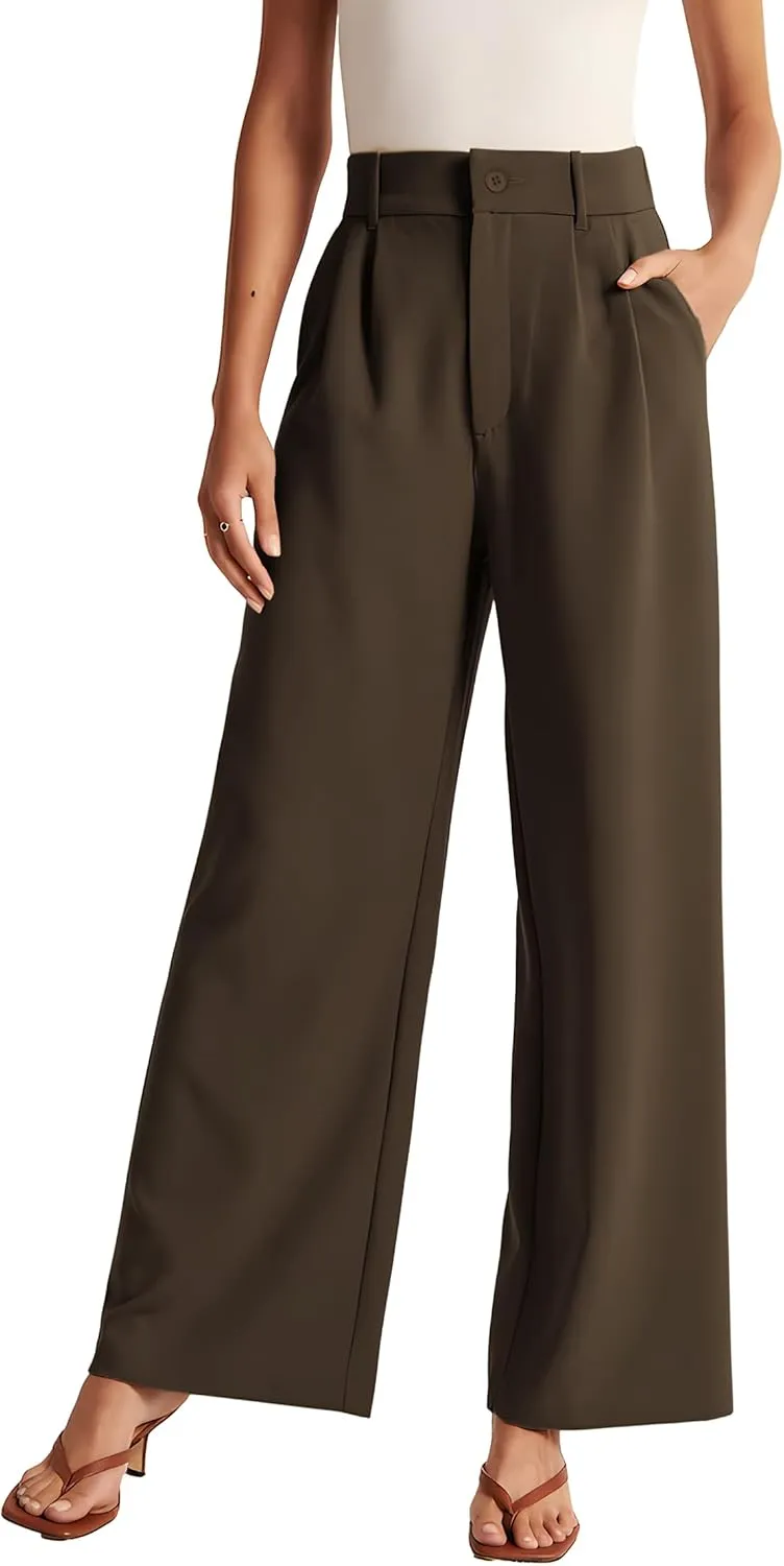 Womens Wide Leg Pants High Waisted Business Casual Summer Dress Pants Palazzo Long Work Trousers with Pockets
