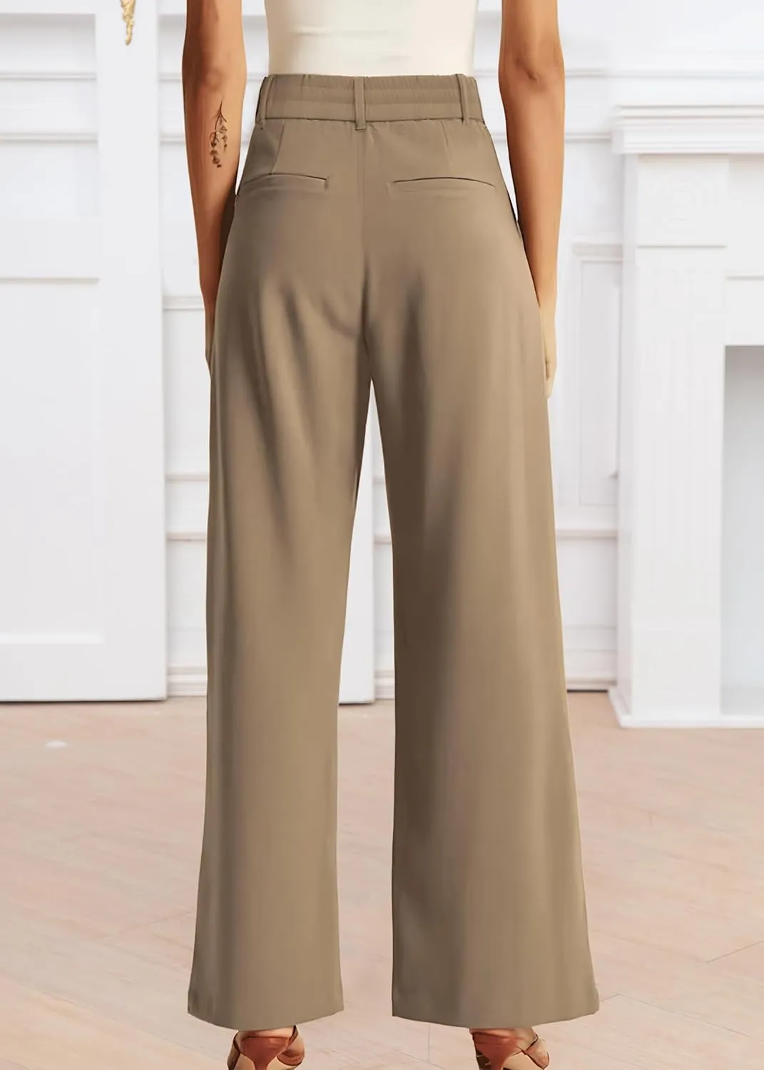 Womens Wide Leg Pants High Waisted Business Casual Summer Dress Pants Palazzo Long Work Trousers with Pockets