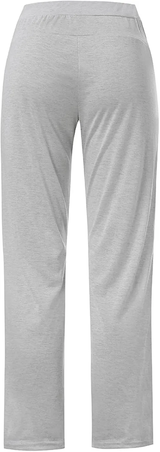 Womens Wide Leg Pants Yoga Leggings Drawstring Elastic High Waist Gym Sports Tights Pant Workout Casual Loose Trousers