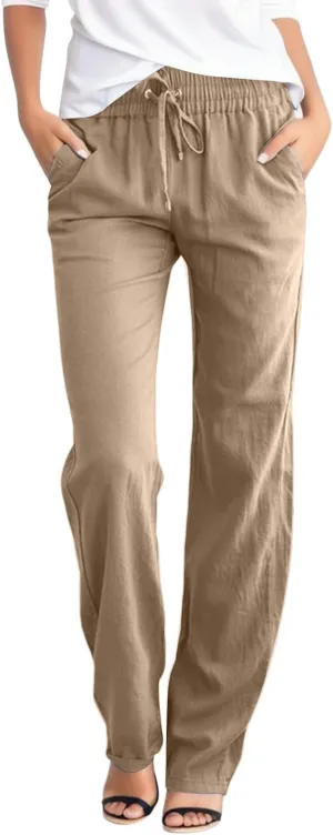 Womens Wide Leg Sweatpants Winter Silk Beach Leggings with Pockets Solid Color Elastic Waist