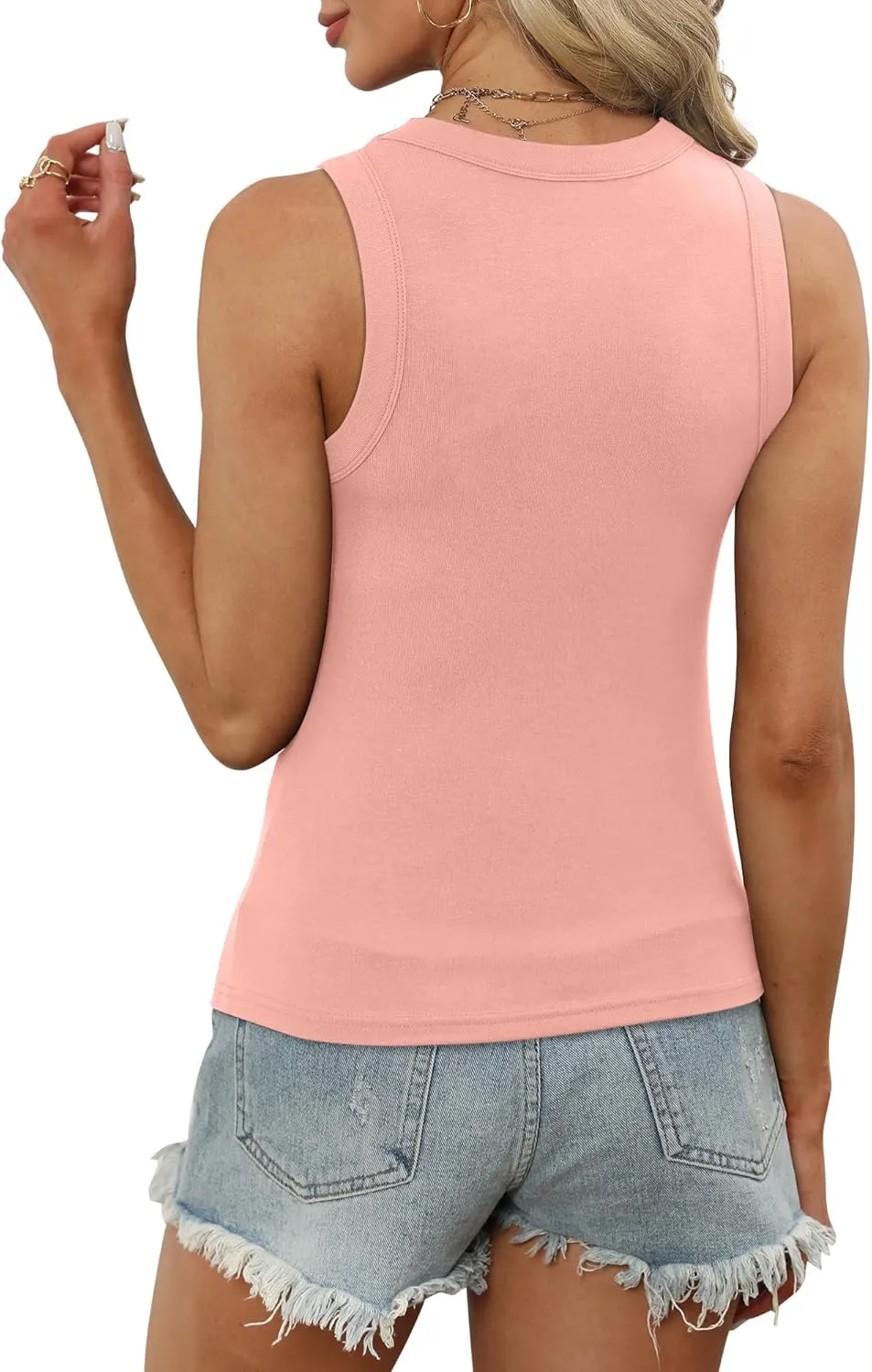 XIEERDUO Womens Summer Tank Tops Racerback High Neck Basic Casual Slim Fit Sleeveless 3 Pack