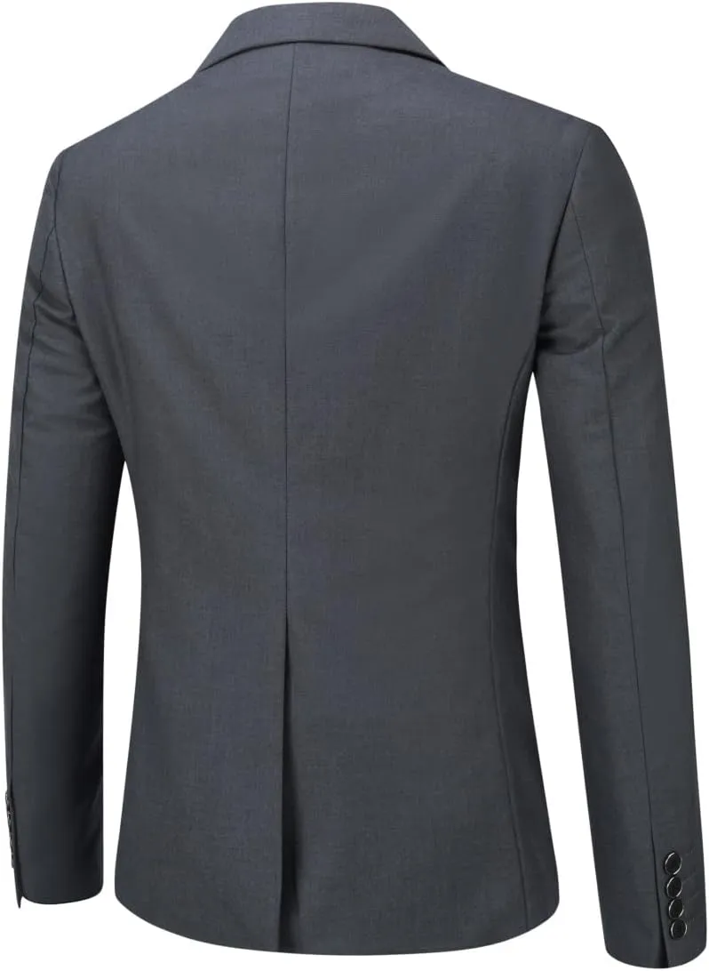 YFFUSHI Men's 3 Piece Suit Set Slim Fit One Button Solid Jacket Vest Pants with Suit Bags