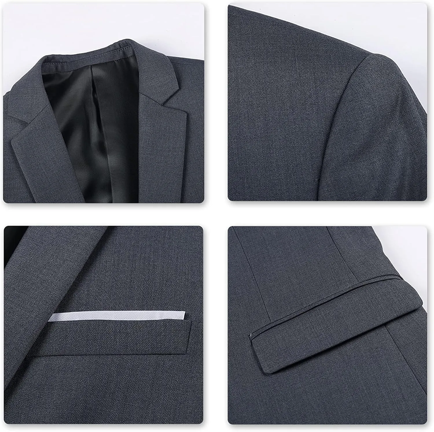 YFFUSHI Men's 3 Piece Suit Set Slim Fit One Button Solid Jacket Vest Pants with Suit Bags