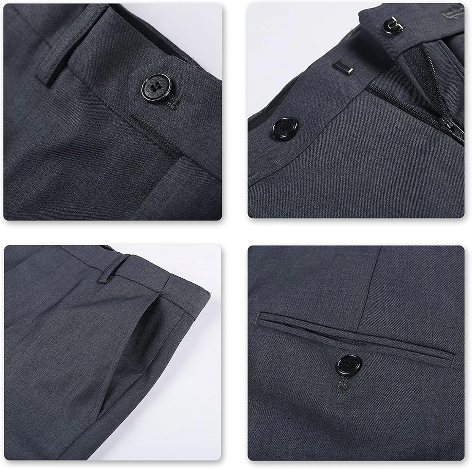 YFFUSHI Men's 3 Piece Suit Set Slim Fit One Button Solid Jacket Vest Pants with Suit Bags
