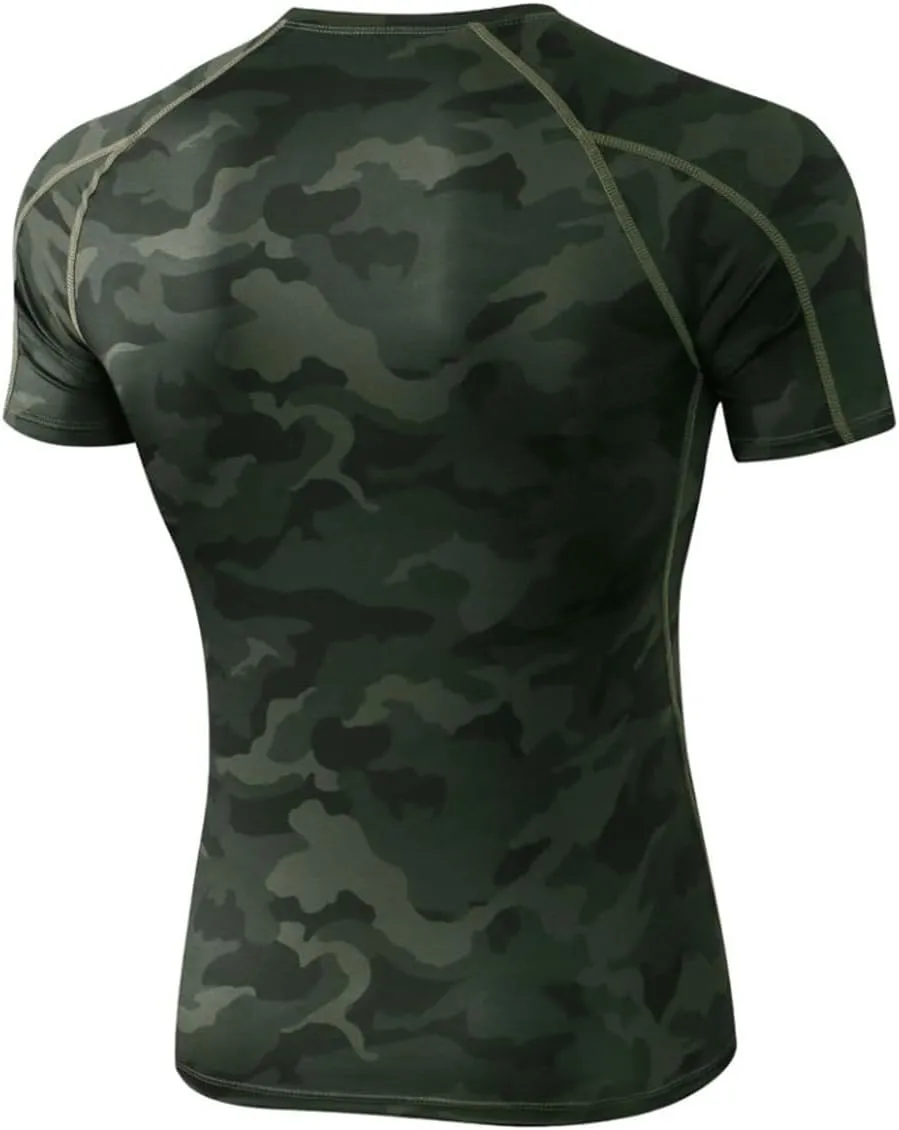 YUSHOW Men's Compression Shirts for Workout Moisture Wicking Quick Dry Running Athletic Base Layer Short Sleeve