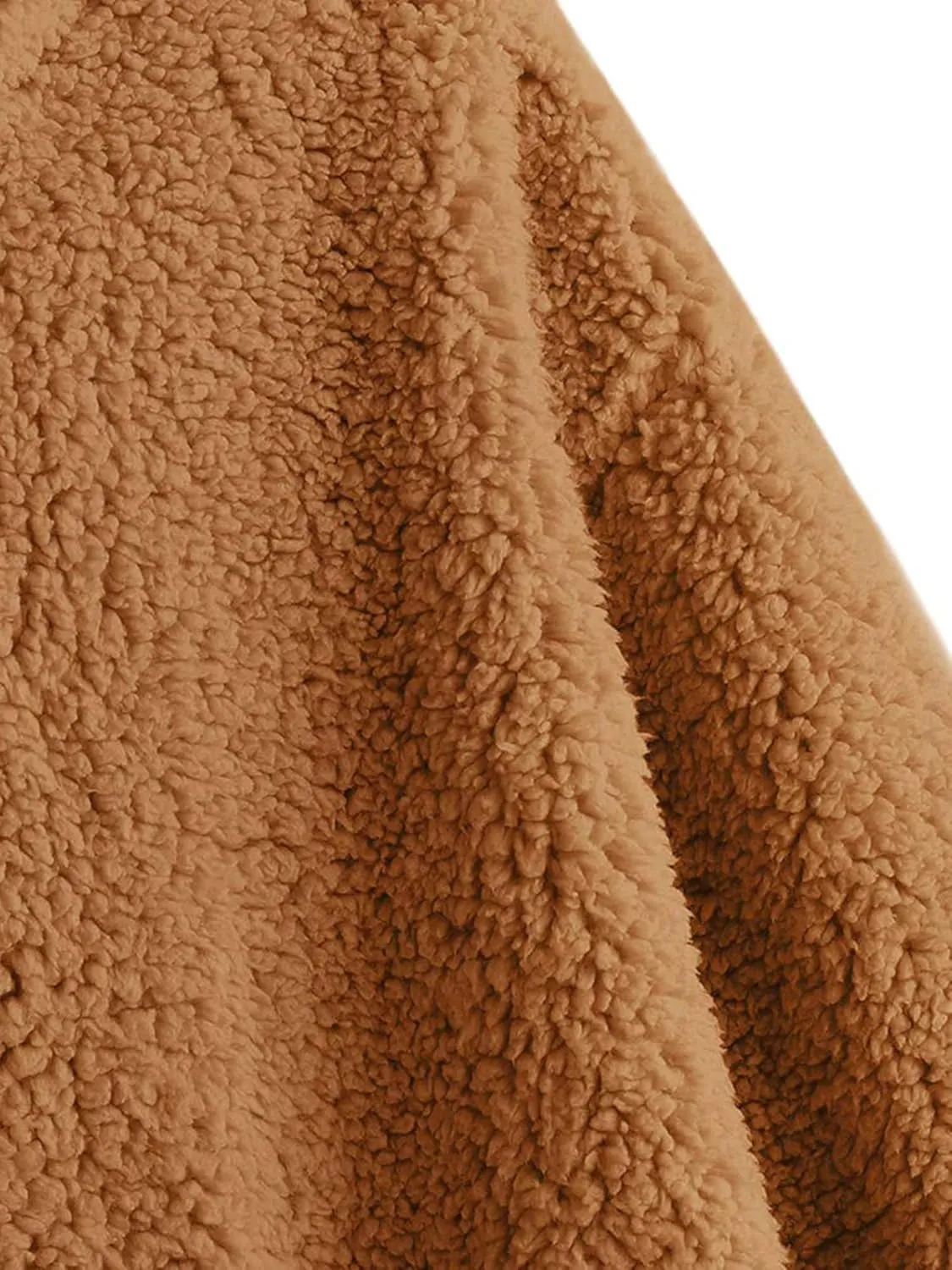 ZAFUL Women's Hooded Zip Up Faux Shearling Fluffy Teddy Jacket Coat