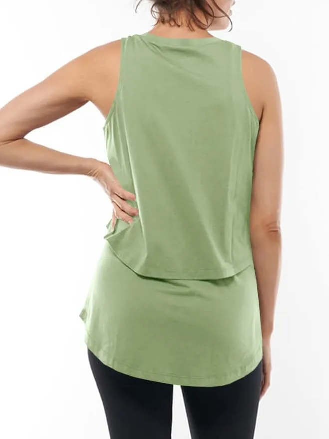 ZDC Women's Maternity Nursing Tank Tops Sleeveless Double Layer Breastfeeding Shirts Summer Pregnancy Clothes