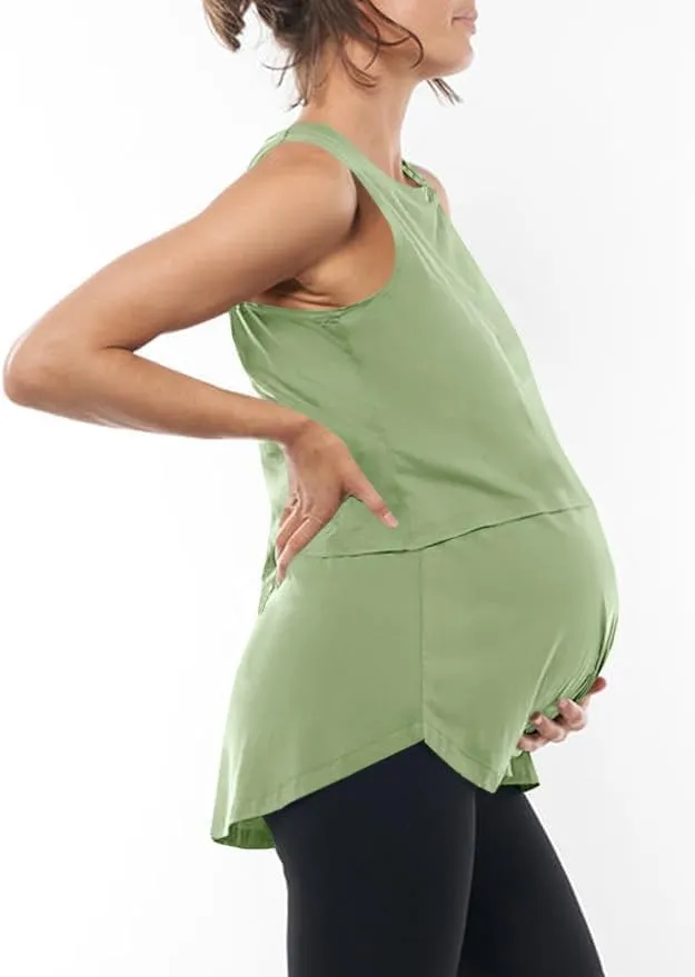 ZDC Women's Maternity Nursing Tank Tops Sleeveless Double Layer Breastfeeding Shirts Summer Pregnancy Clothes