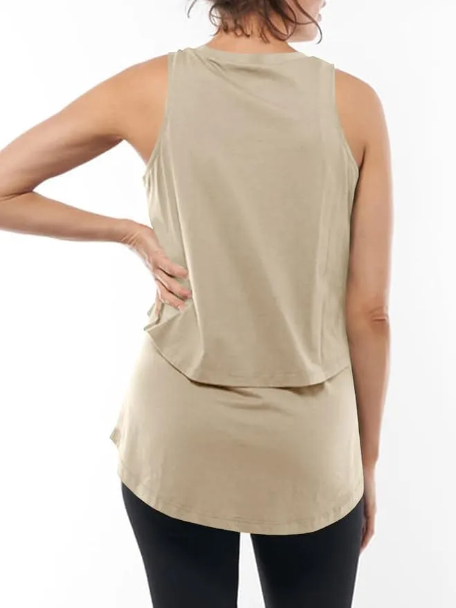 ZDC Women's Maternity Nursing Tank Tops Sleeveless Double Layer Breastfeeding Shirts Summer Pregnancy Clothes