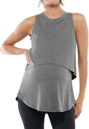ZDC Women's Maternity Nursing Tank Tops Sleeveless Double Layer Breastfeeding Shirts Summer Pregnancy Clothes