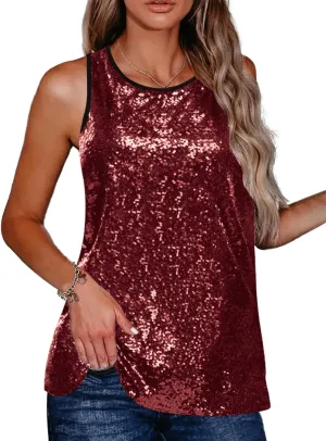 Zeagoo Women's Sleeveless Sparkle Shimmer Camisole Vest Glitter Sequin Tank Tops