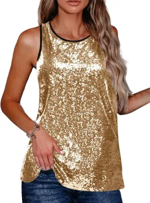Zeagoo Women's Sleeveless Sparkle Shimmer Camisole Vest Glitter Sequin Tank Tops