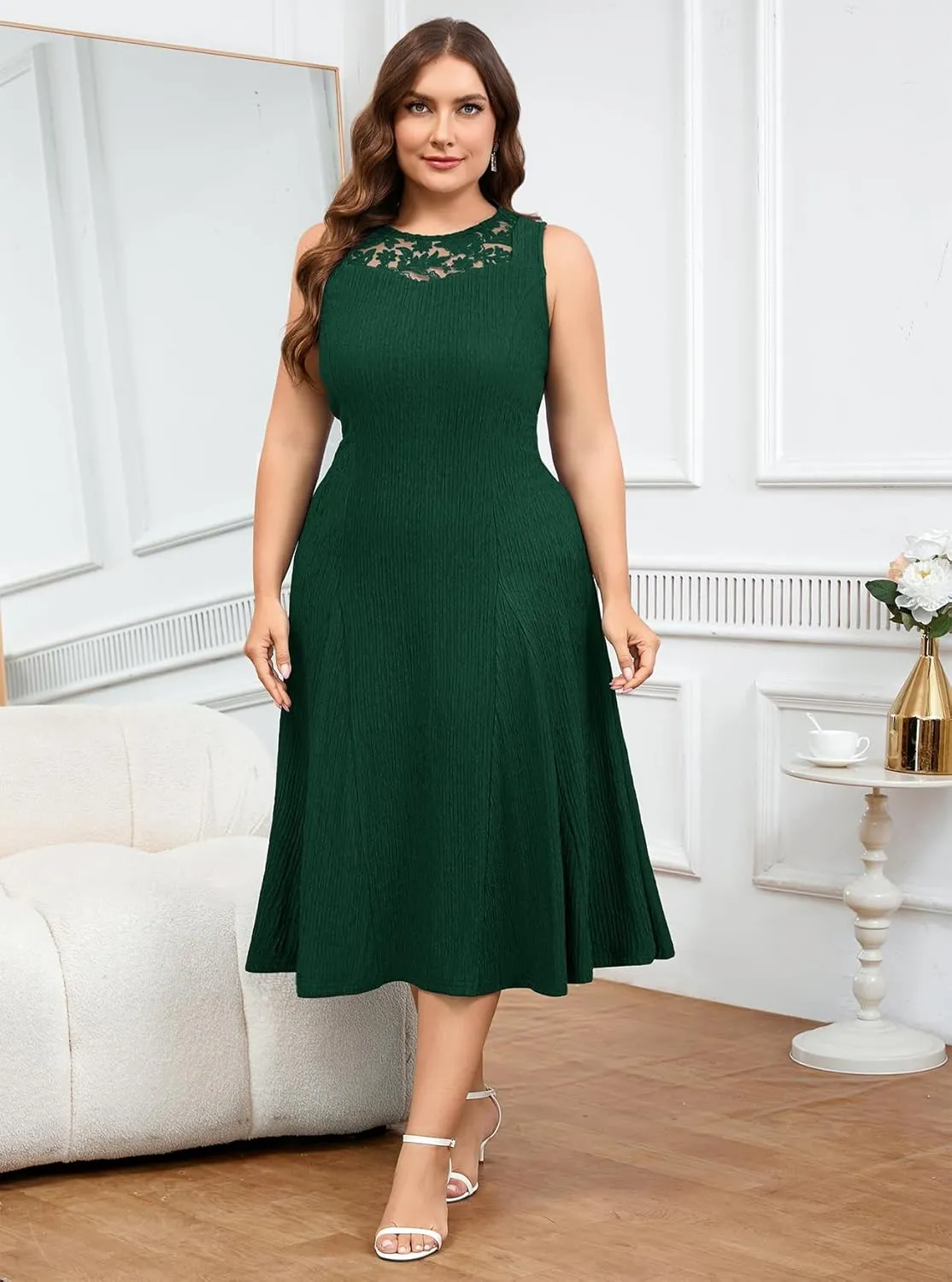 ZOMVA Plus Size Mother of The Bride Groom Dresses for Curvy Women 2 Piece Wedding Guest Dress with Jacket Tea Length